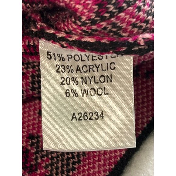 Appleseed's Maroon Black Paisley Cardigan Sweater Wool Blend Medium Button Down - Picture 7 of 9